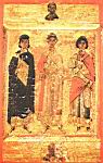 Saint Procope, saint Demetrios et saint Nestor - Icone a la detrempe coupee sur les cotes - Monastere Sainte Catherine - Constantinople [vers 1051-1100]